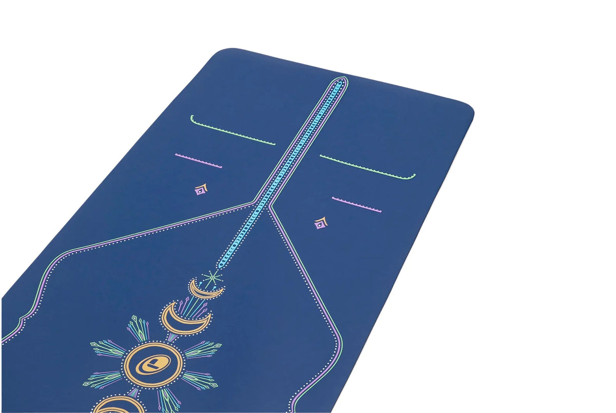 Eco-friendly yoga mat with a celestial design of the moon phases - Liforme Cosmic Moon Yoga Mat