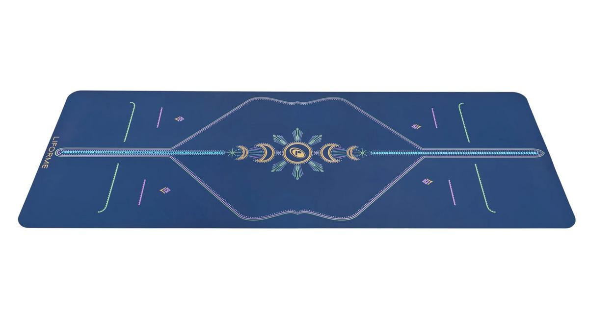 Image of Liforme Cosmic Moon Yoga Mat with a lunar-inspired print and eco-friendly materials for grip and support during yoga practice