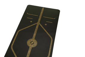 Upgrade your yoga practice with the Liforme Black & Gold Yoga Mat, featuring sustainable materials and a luxurious design